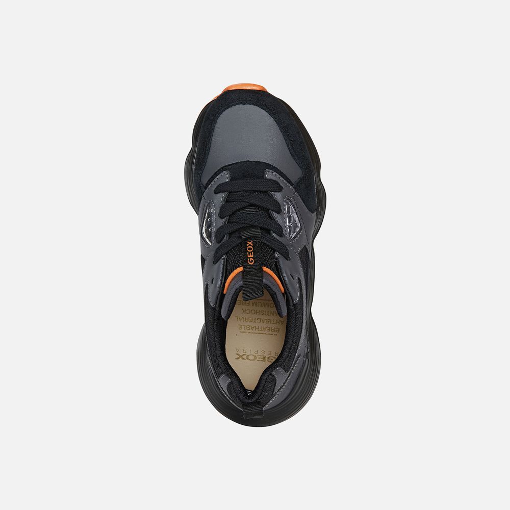 Tenis Geox Menino Pretas/Laranja - Bubblex - RXFIV3560